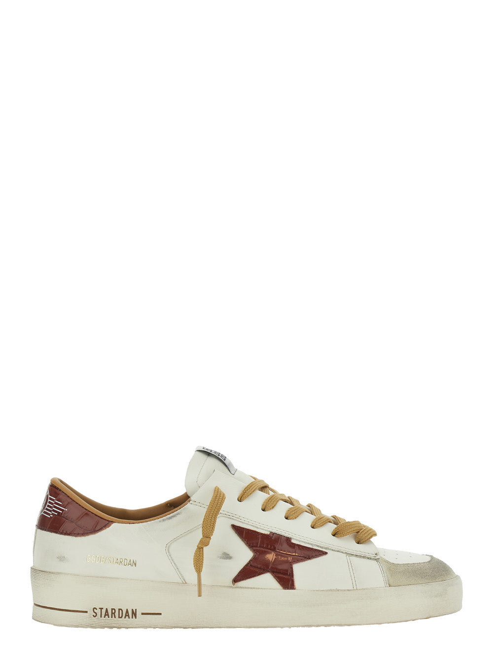 Golden Goose Men 'Stardan' White Sneaker Low Top With Star Patch On The Side And Logo Patch On The Tongue In Leather For Men