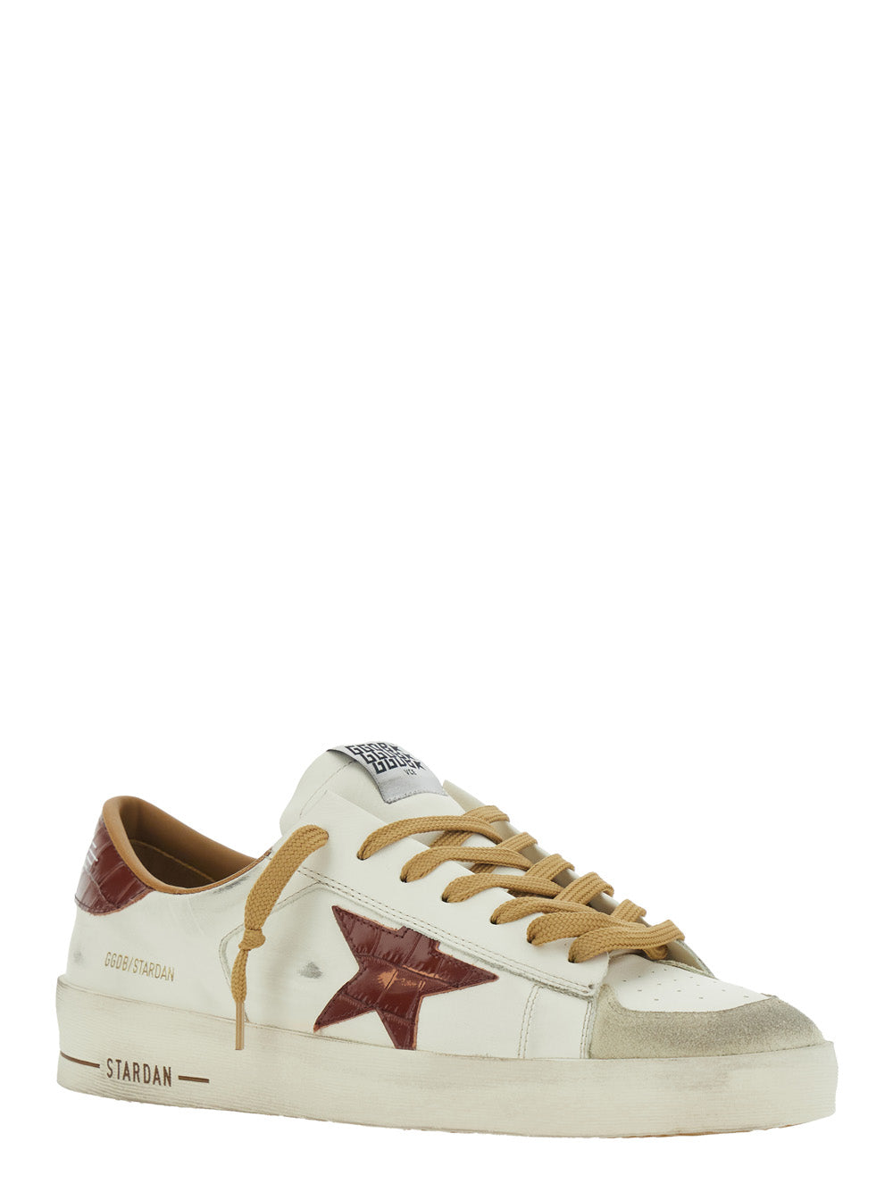 Golden Goose Men 'Stardan' White Sneaker Low Top With Star Patch On The Side And Logo Patch On The Tongue In Leather For Men