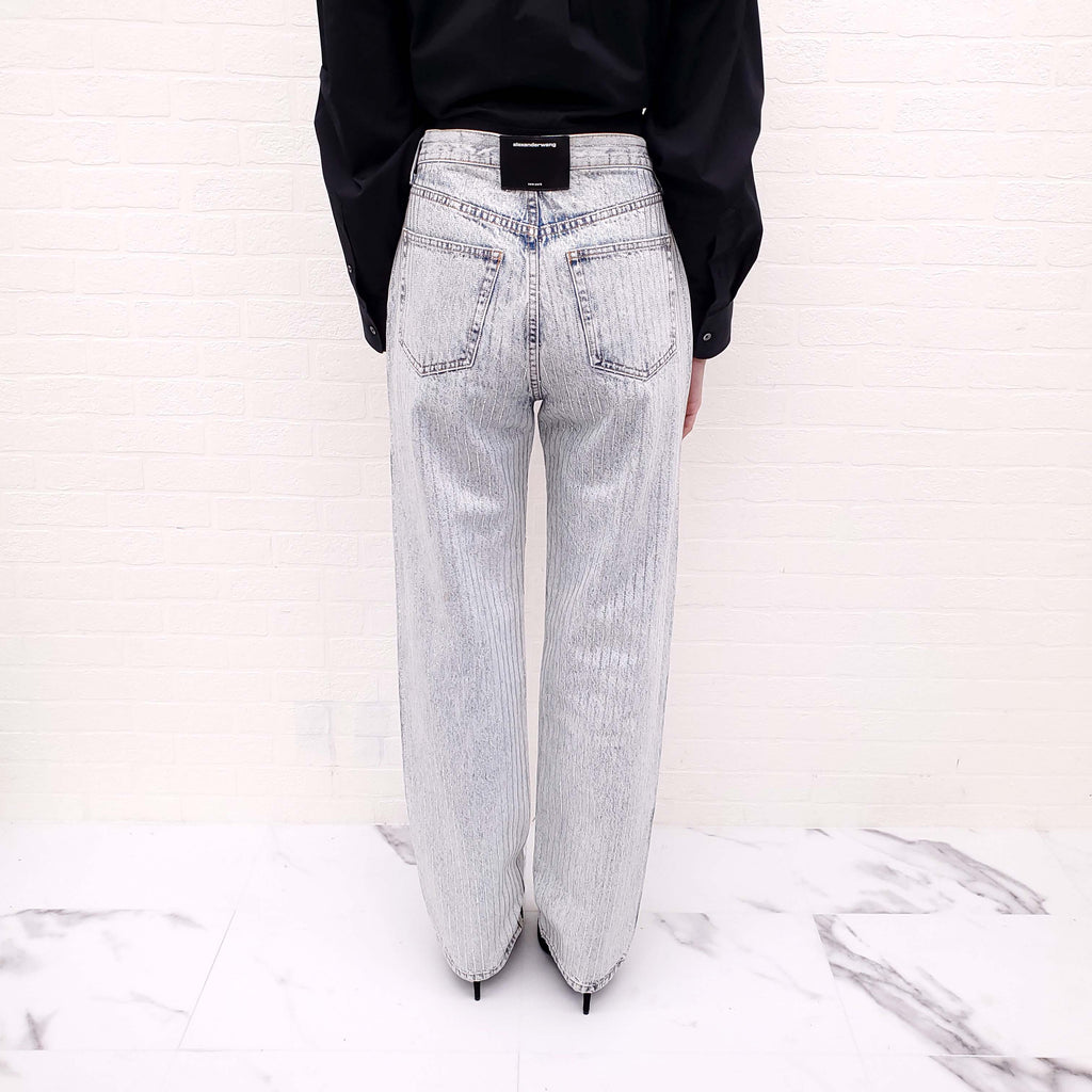 ALEXANDER WANG CRYSTAL EMBELLISHED ACID WASH JEANS - SIZE 27