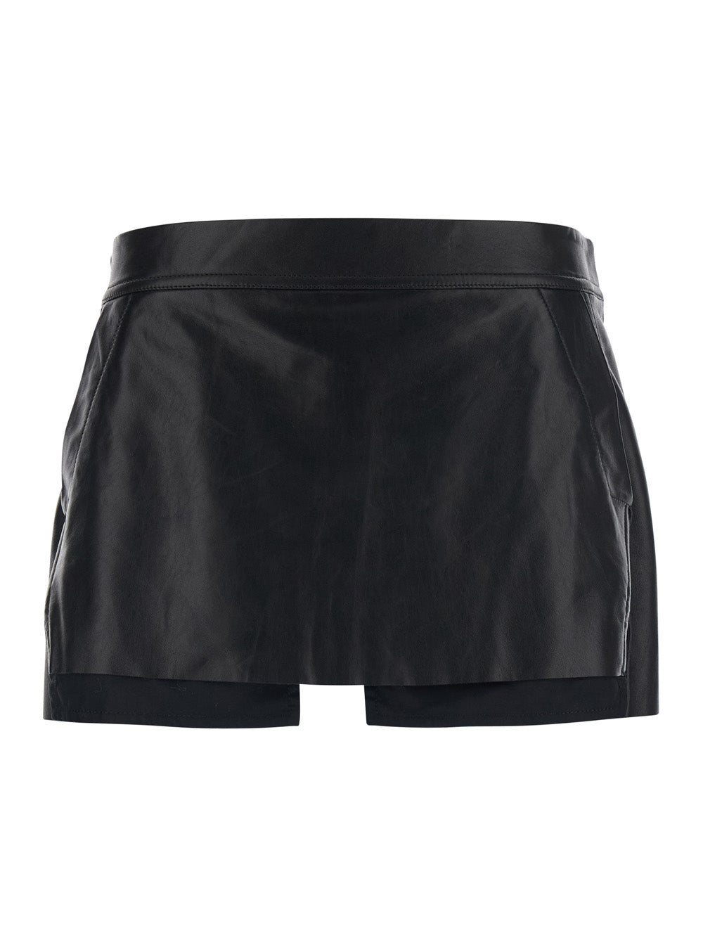 Rick Owens Women Miniskirt 'Fog' With Cut-Out On The Front And Zip Closure On The Back In Black Leather For Women
