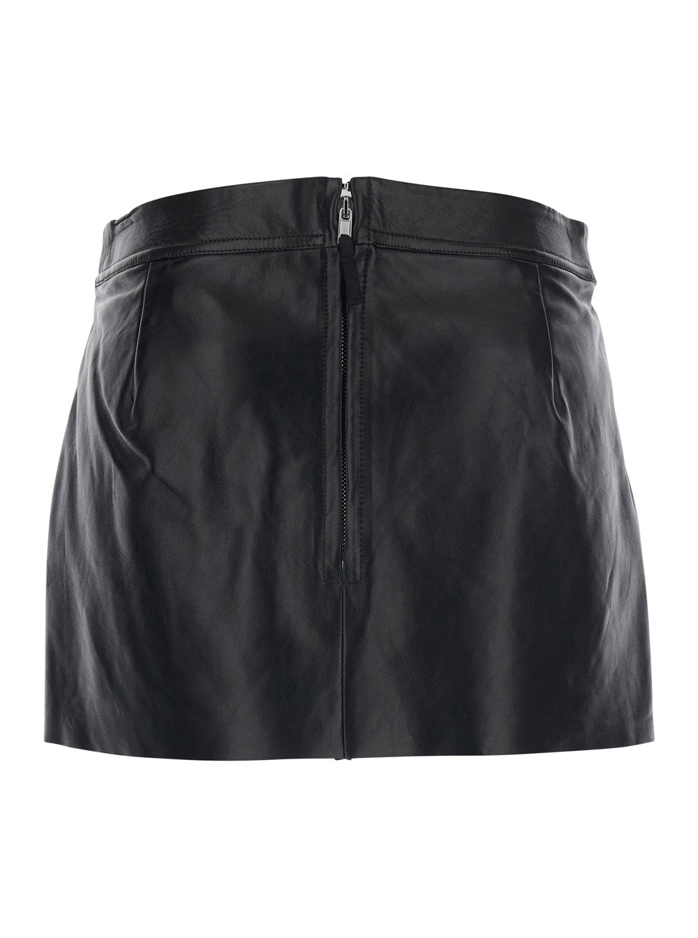 Rick Owens Women Miniskirt 'Fog' With Cut-Out On The Front And Zip Closure On The Back In Black Leather For Women