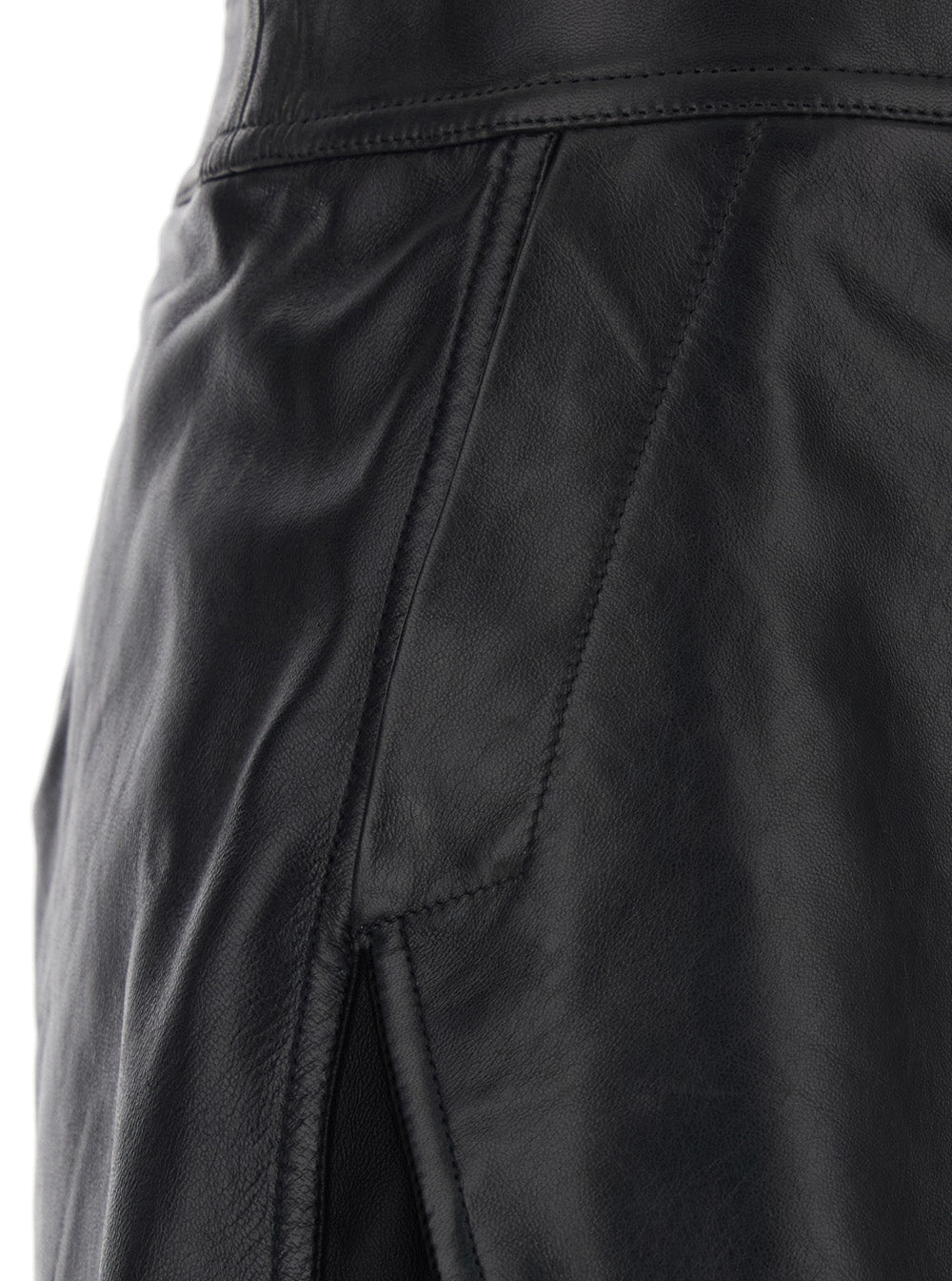 Rick Owens Women Miniskirt 'Fog' With Cut-Out On The Front And Zip Closure On The Back In Black Leather For Women