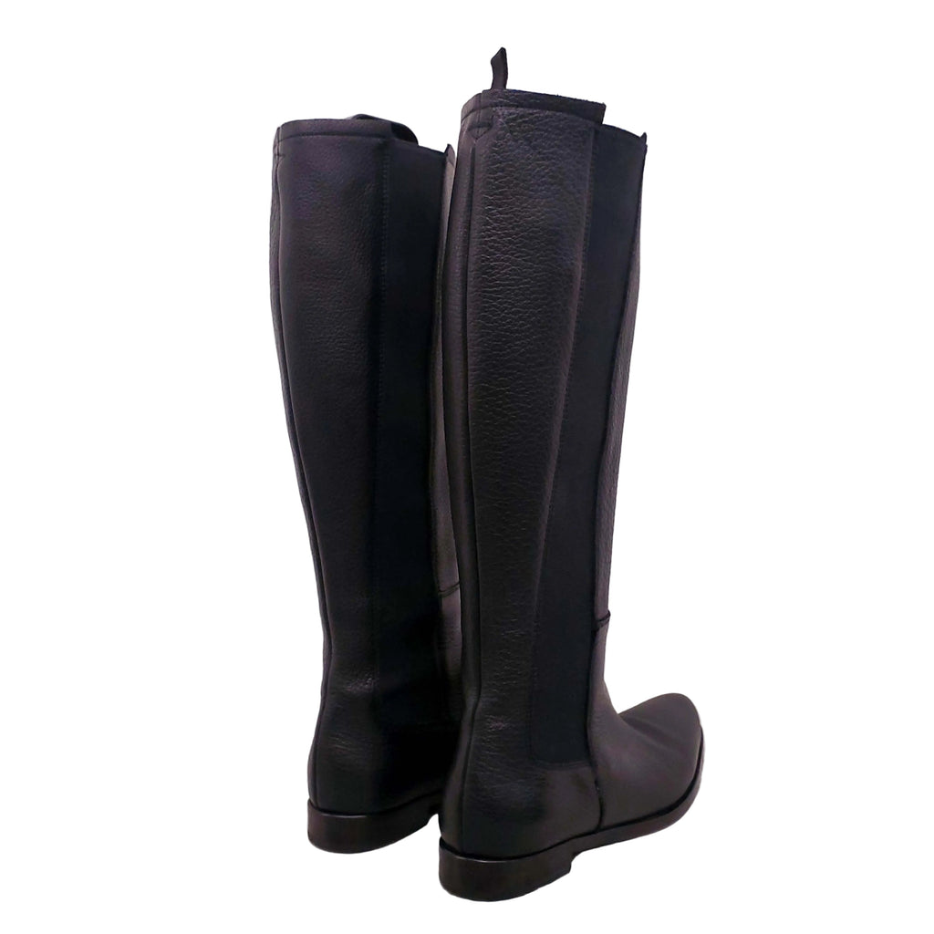 JIL SANDER BLACK LEATHER BOOTS WITH ELASTIC DETAIL - SIZE 39