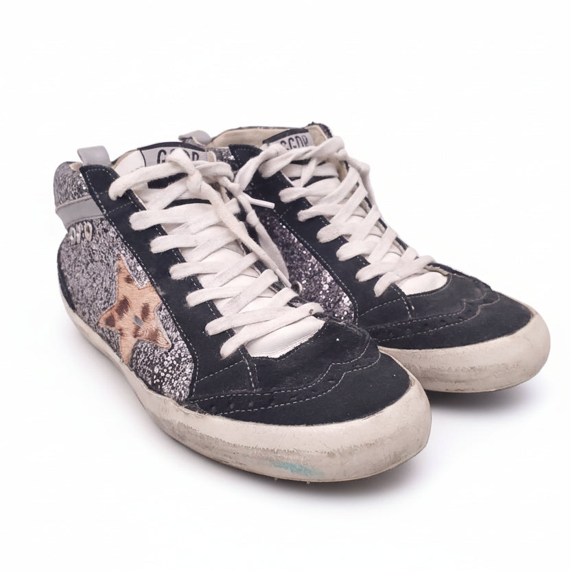 GOLDEN GOOSE MID STAR SEQUIN WITH LEOPARD STARS  - SIZE 37