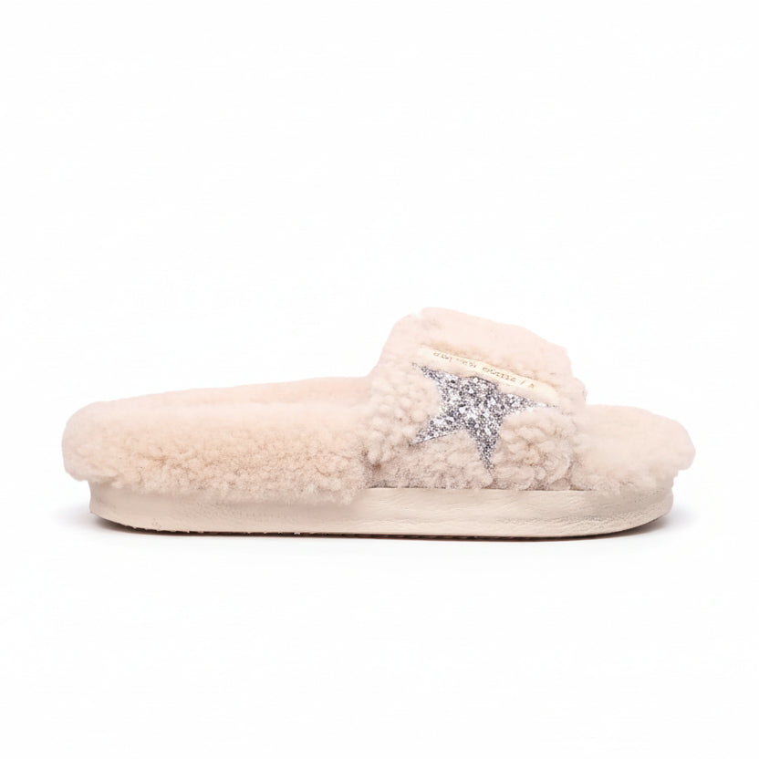 GOLDEN GOOSE SHEARLING SLIDES - SIZE 39