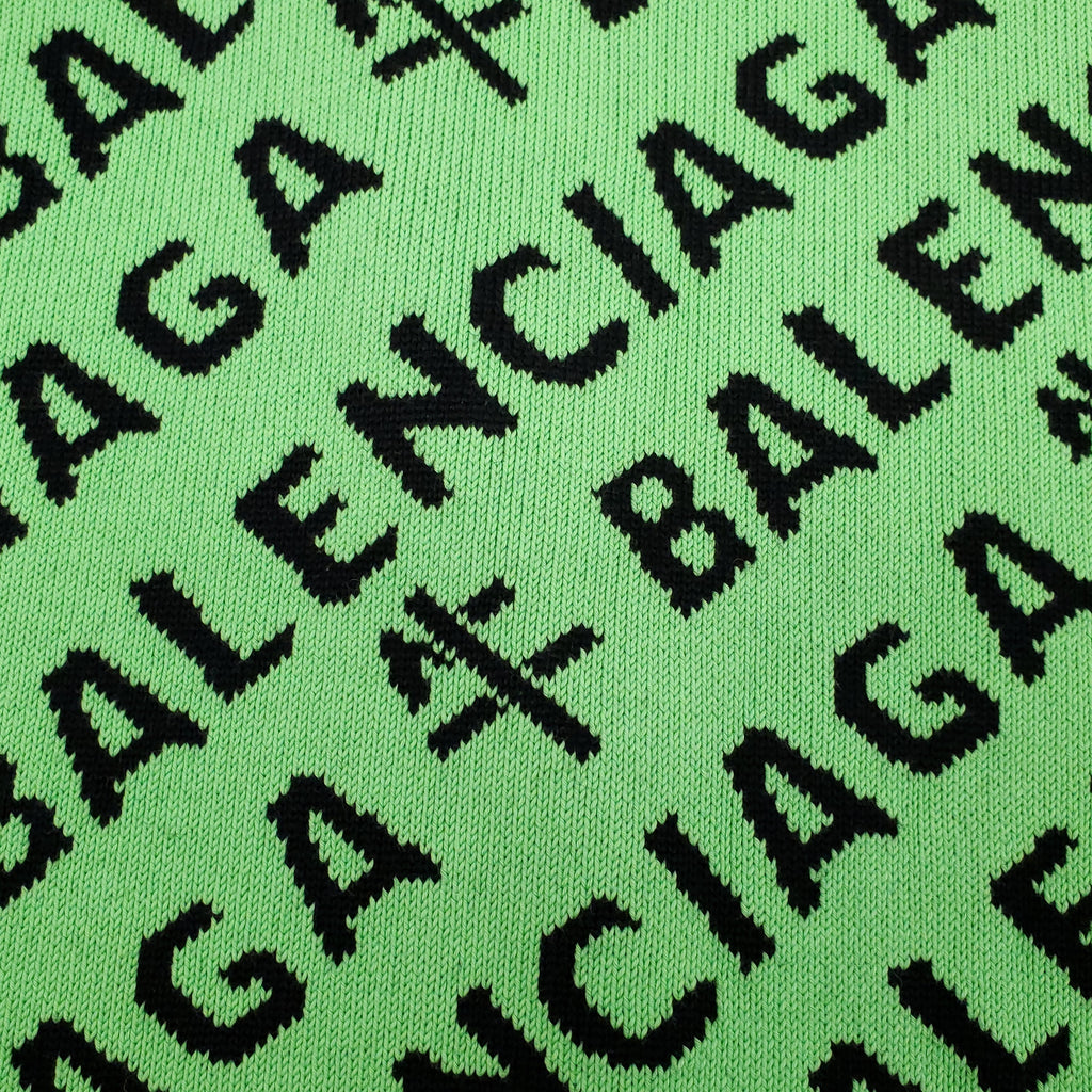 BALENCIAGA OVERSIZED EMERALD GREEN LOGO KNIT SWEATER - SIZE XS