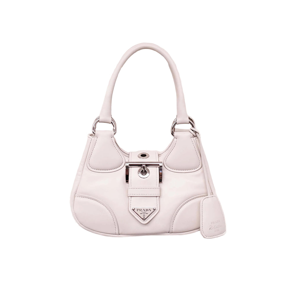 PRADA CREAM MOON PADDED LEATHER BAG