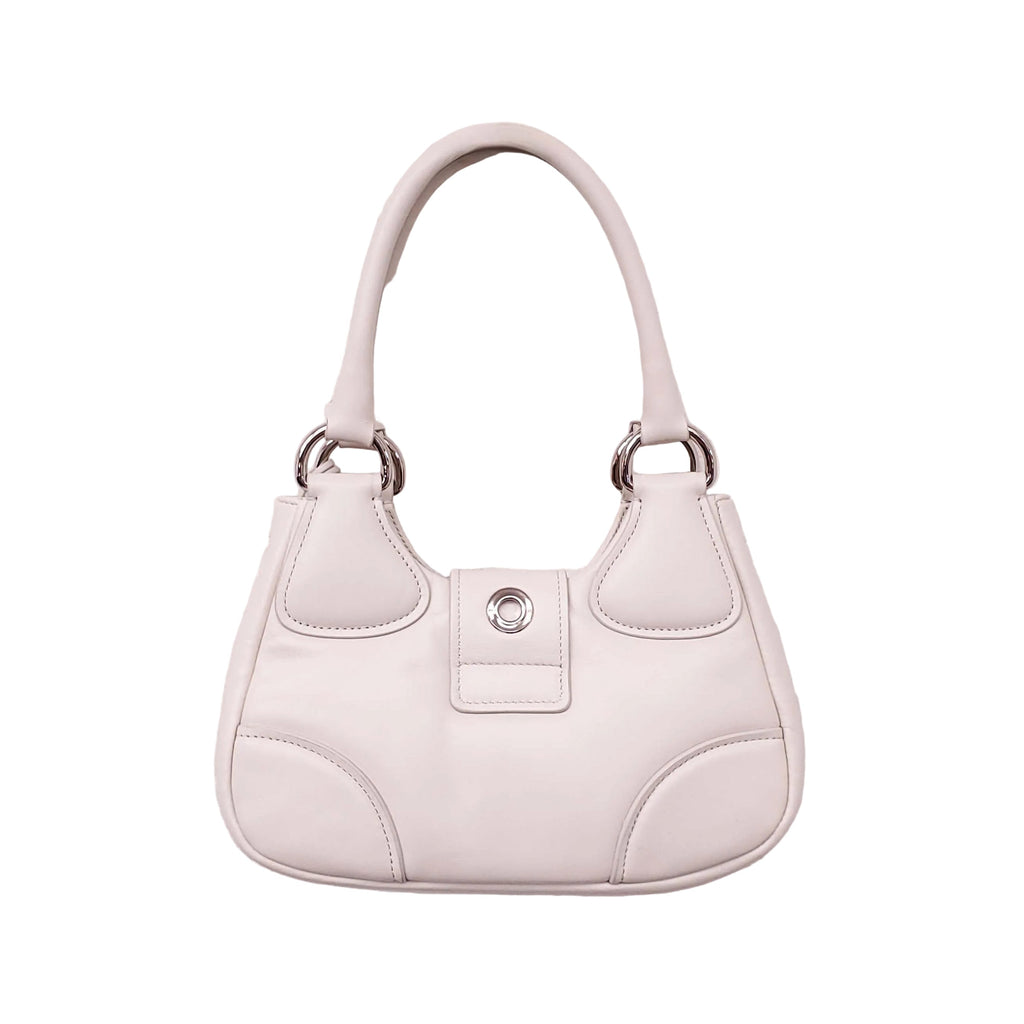 PRADA CREAM MOON PADDED LEATHER BAG