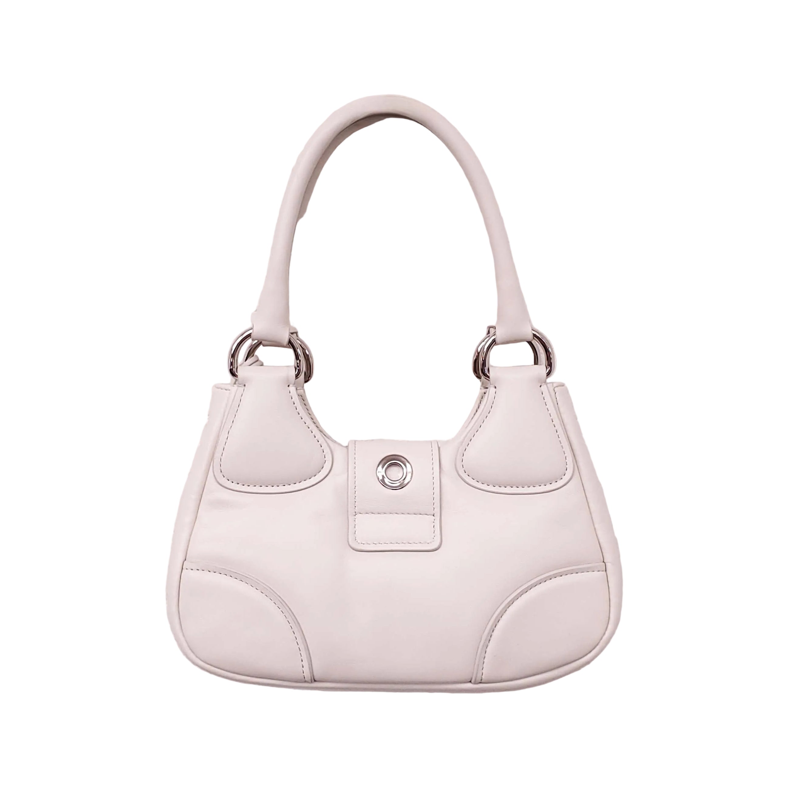 PRADA CREAM MOON PADDED LEATHER BAG