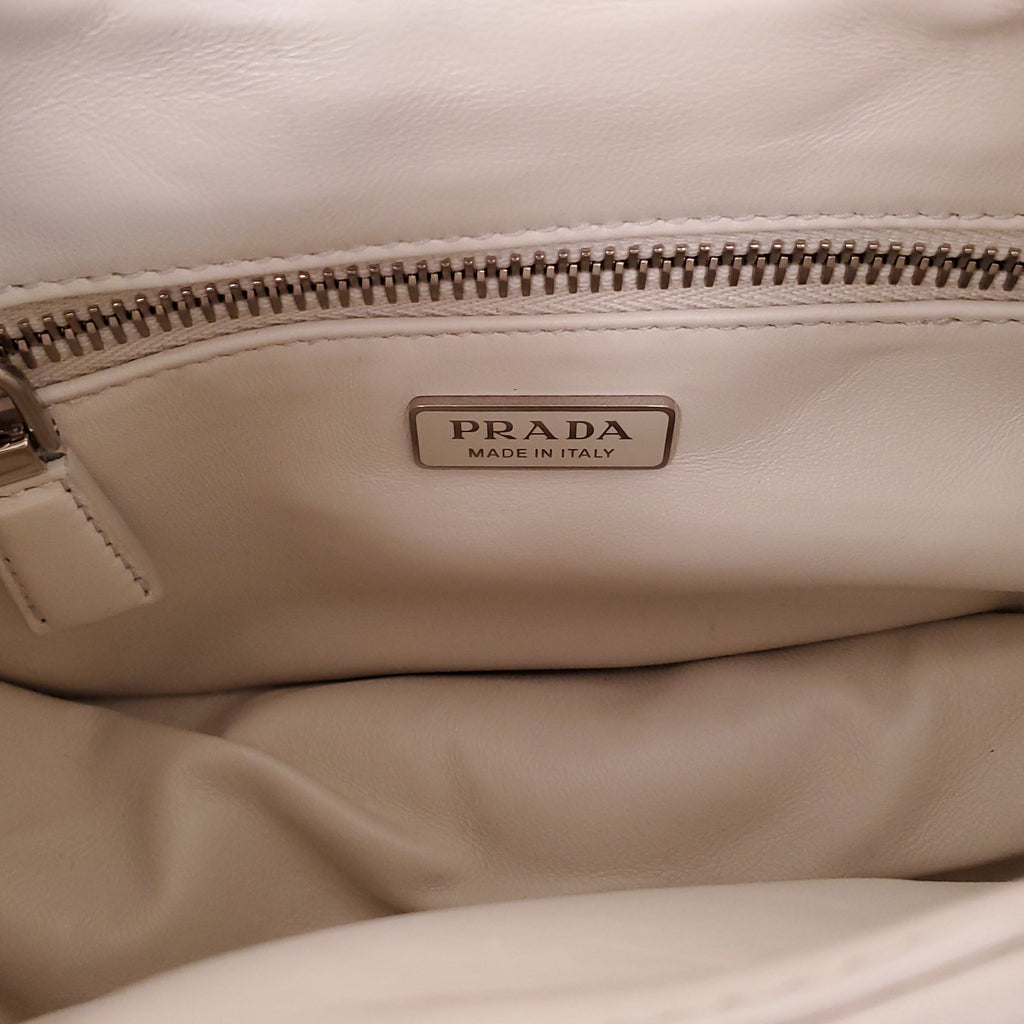 PRADA CREAM MOON PADDED LEATHER BAG