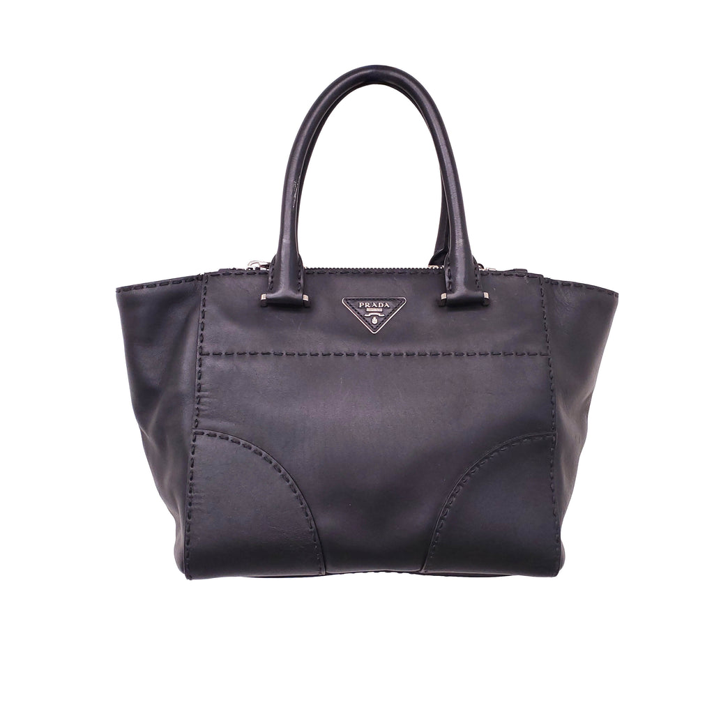 PRADA CITY CALF LEATHER TWIN POCKET BAG