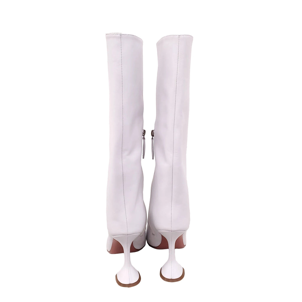 AMINA MAUDDI RAIN WHITE LEATHER BOOTS - SIZE 37.5