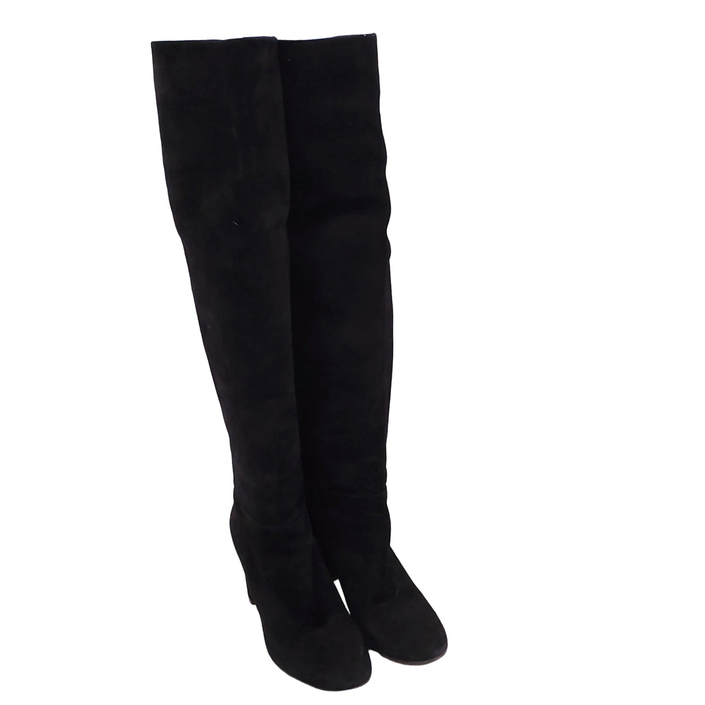 GIANVITTO ROSSI BLACK SUEDE KNEE HIGH BOOTS - SIZE 37.5