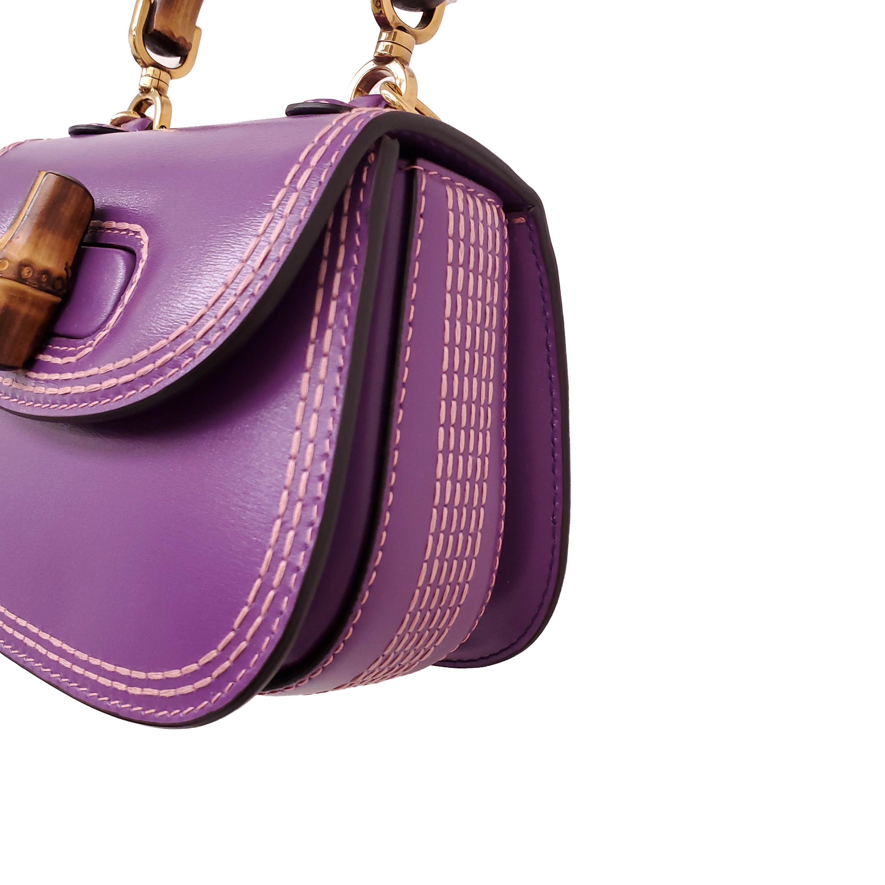 GUCCI PURPLE BAMBOO TOP HANGLE BAG