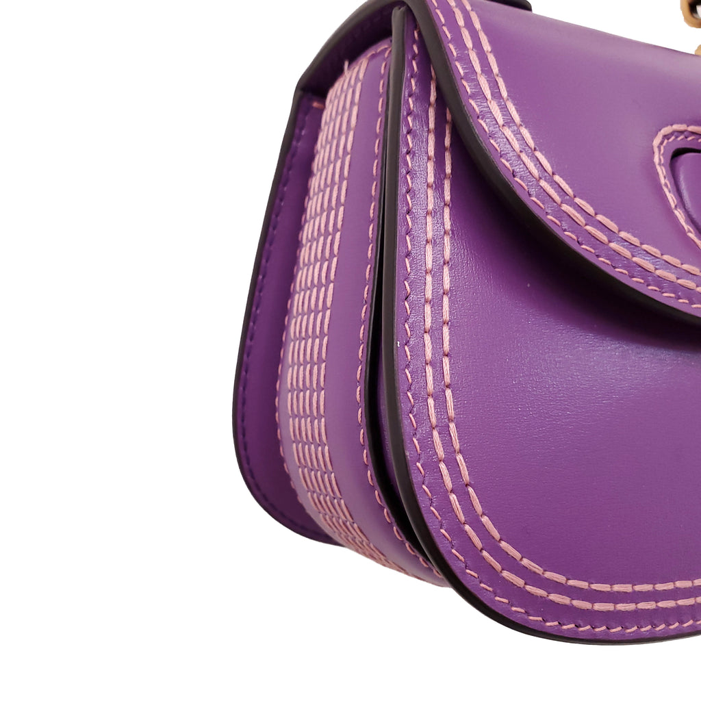 GUCCI PURPLE BAMBOO TOP HANGLE BAG
