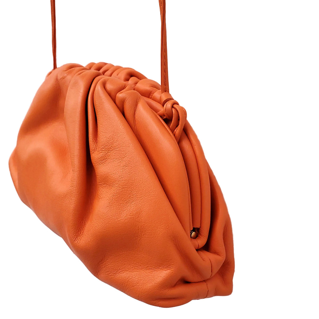 BOTTEGA VENETA ORANGE LEATHER POUCH CROSSBODY BAG