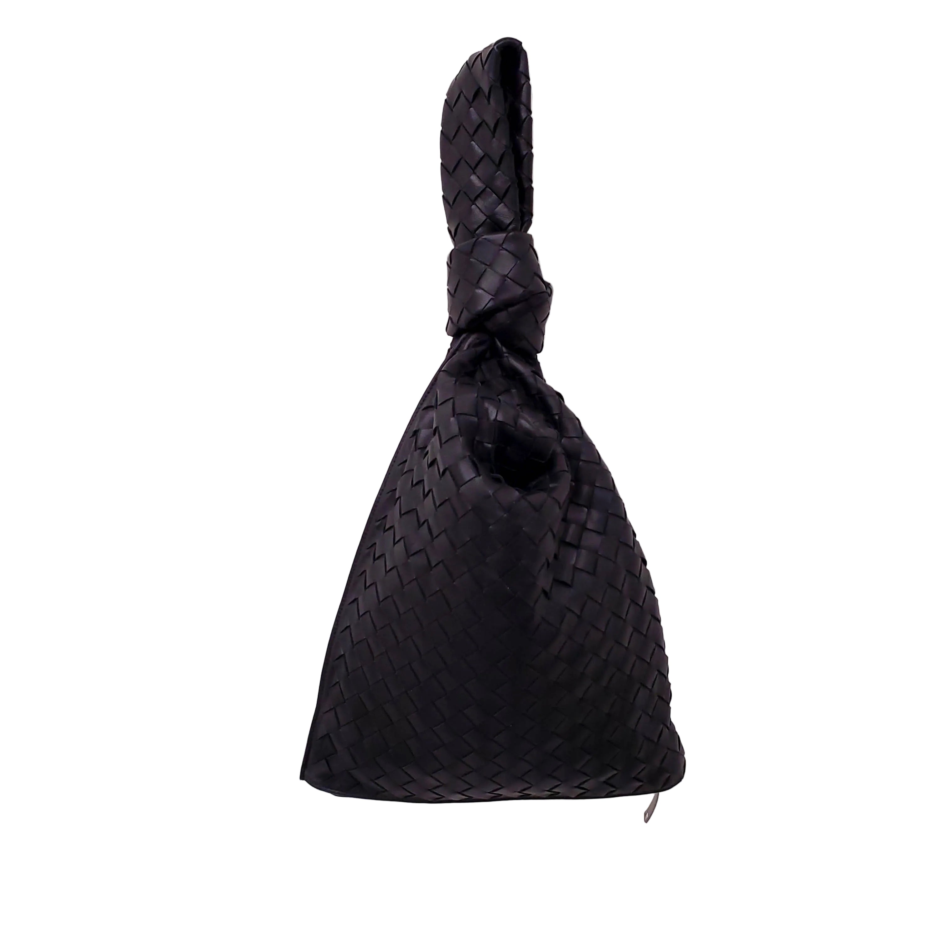 BOTTEGA VENETA BLACK WOVEN WRISTLET BAG