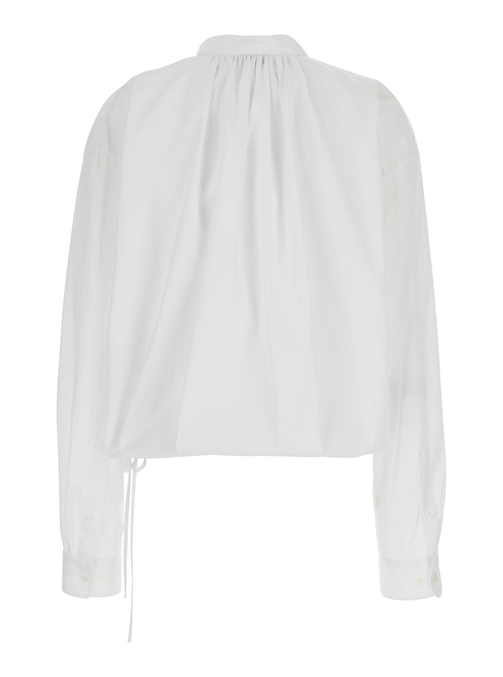 Dries Van Noten Women White V-Neck Blouse With Long Sleeves In Cotton Woman