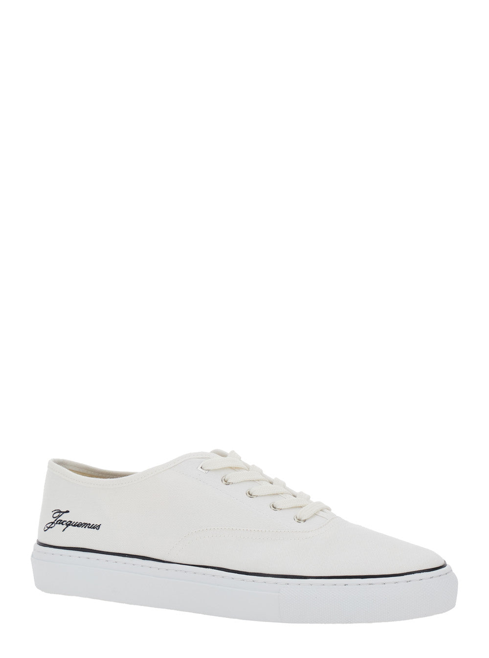 Jacquemus Men White Sneakers 'Les Fefe' With Contrast Logo In Cotton For Men