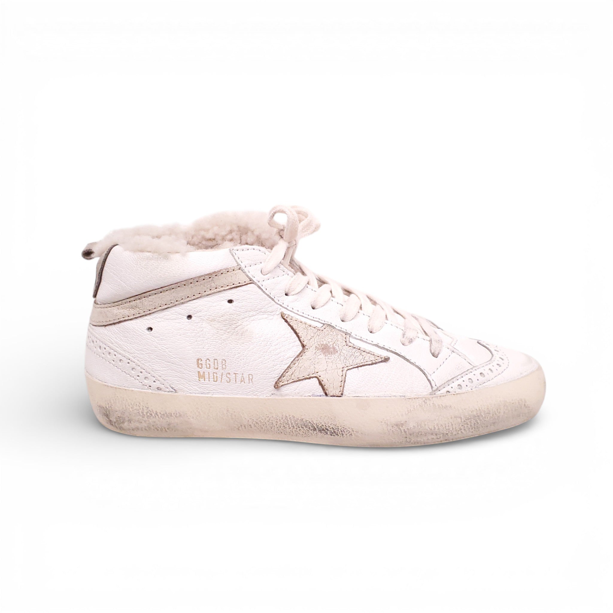 GOLDEN GOOSE MID STAR SNEAKERS WITH SHEARLING - SIZE 36