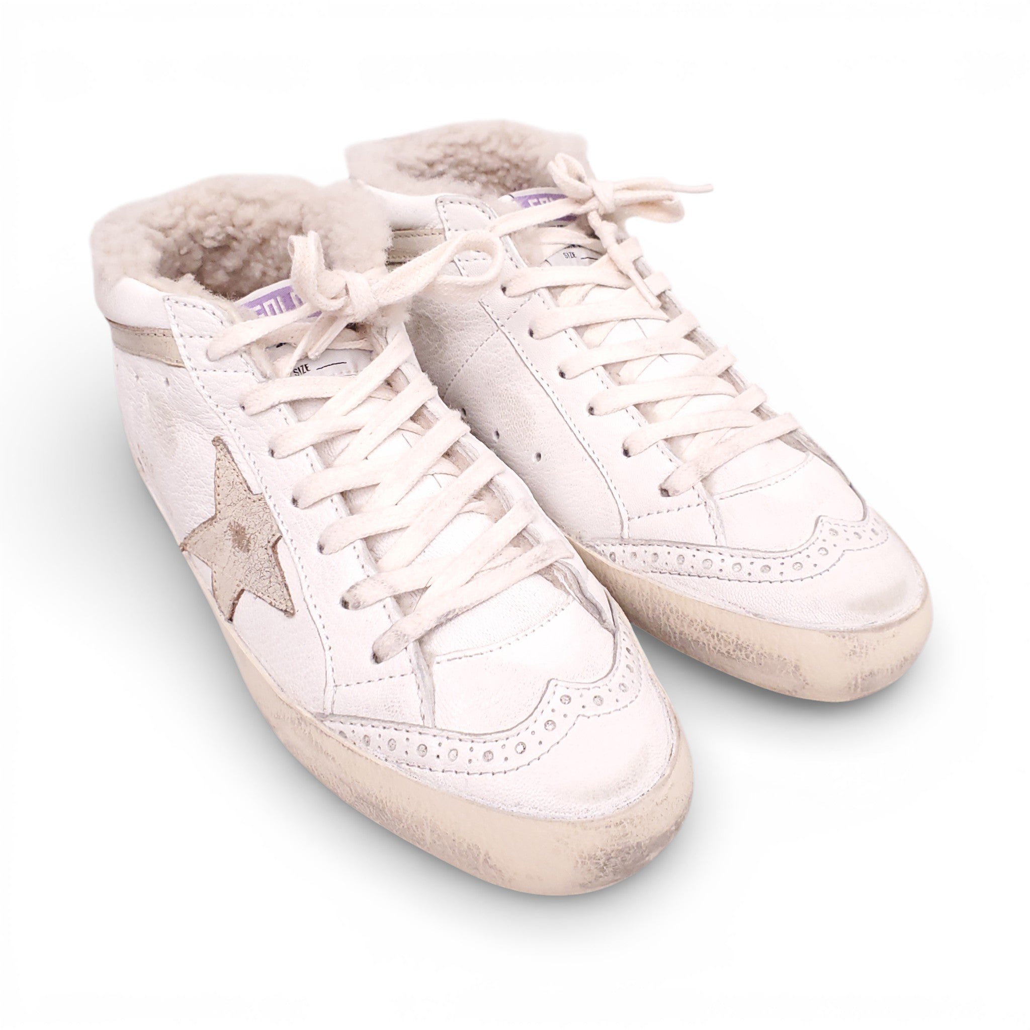 GOLDEN GOOSE MID STAR SNEAKERS WITH SHEARLING - SIZE 36
