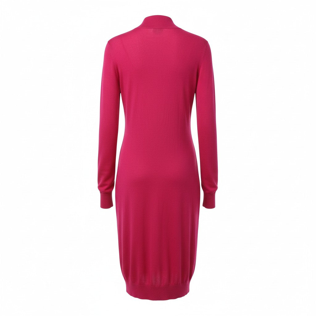ALEXANDER MCQUEEN FUCHSIA PINK TUNIC SWEATER DRESS - SIZE S