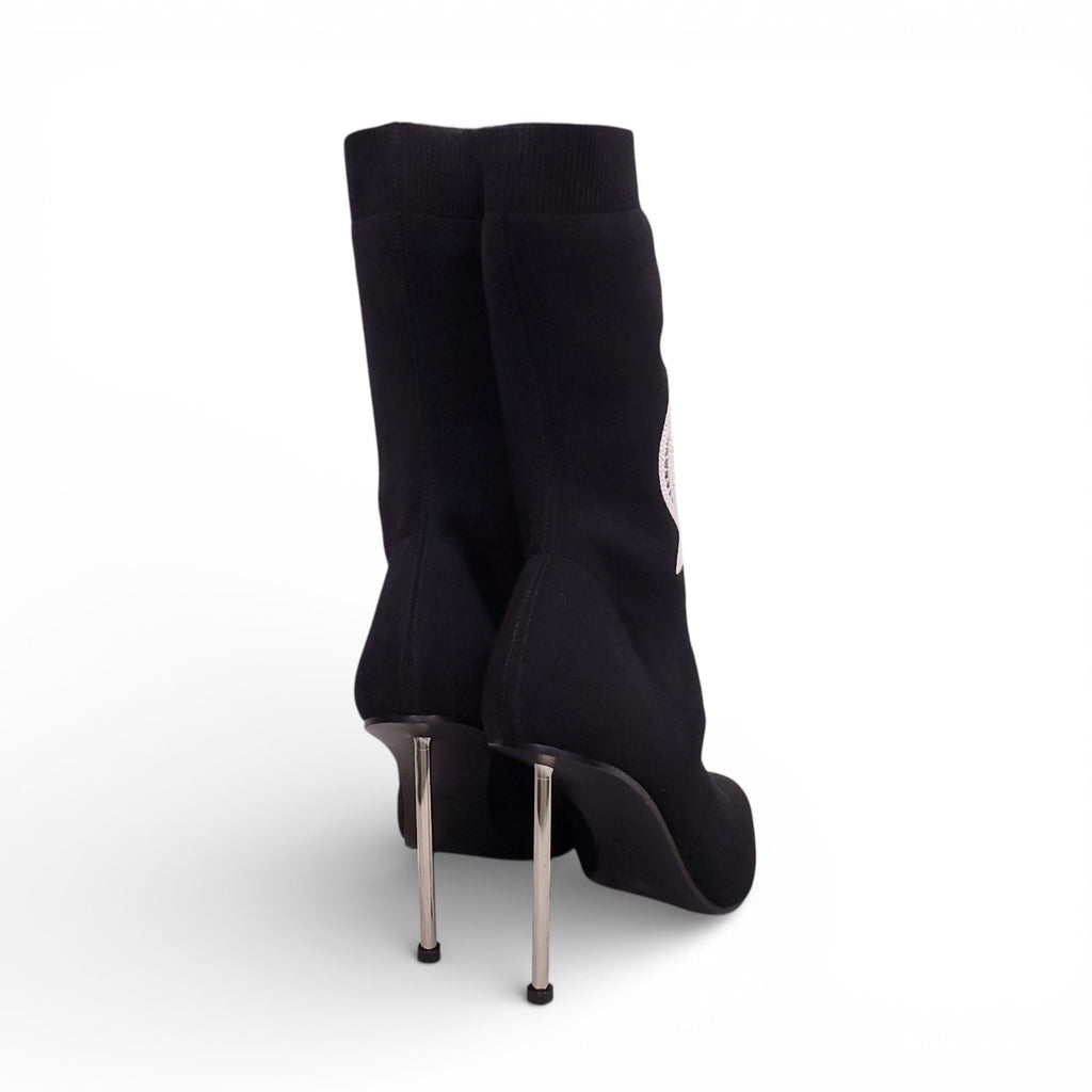 ALEXANDER MCQUEEN SOCK BOOTIES WITH LACE BROCADE DETAIL - SIZE 39