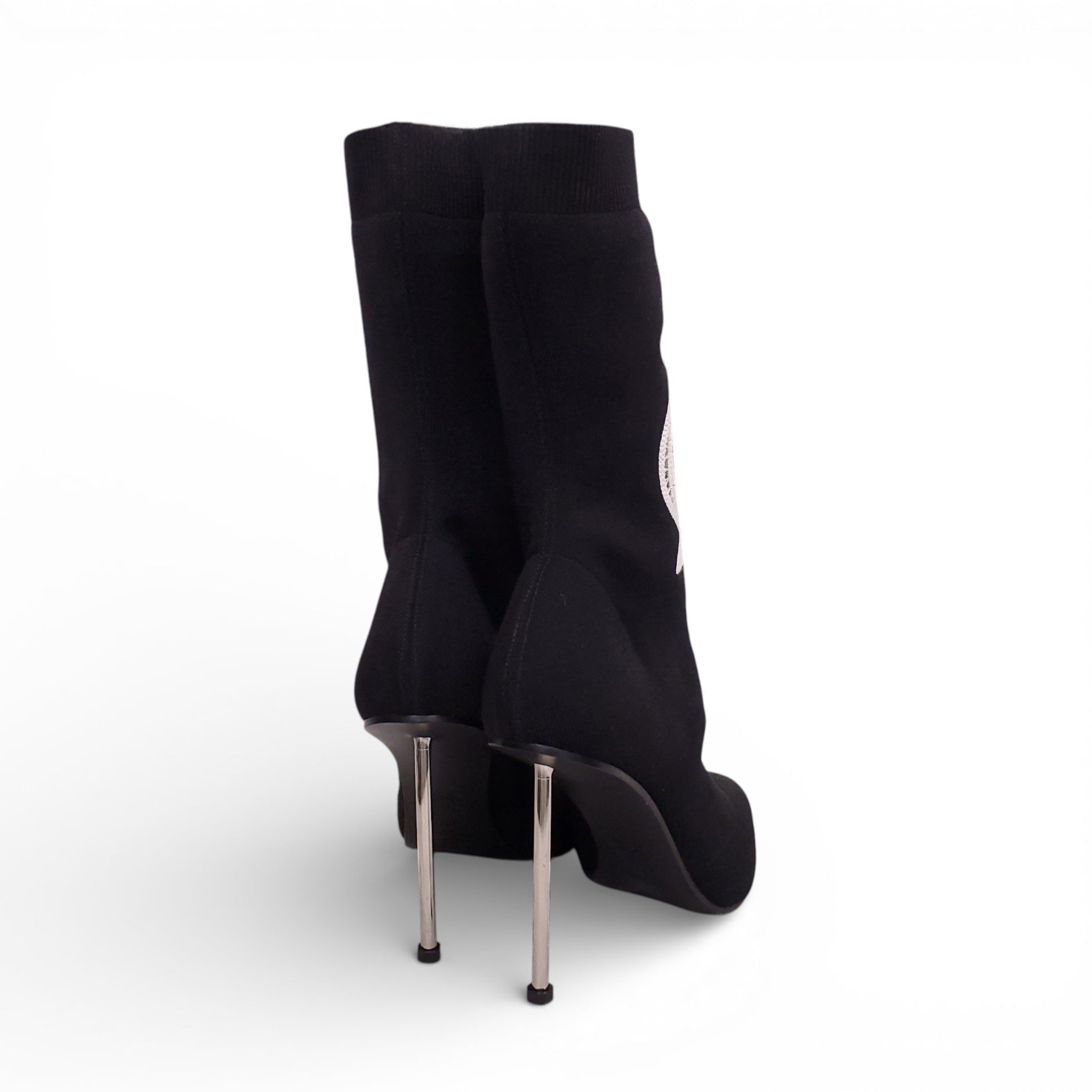 ALEXANDER MCQUEEN SOCK BOOTIES WITH LACE BROCADE DETAIL - SIZE 39