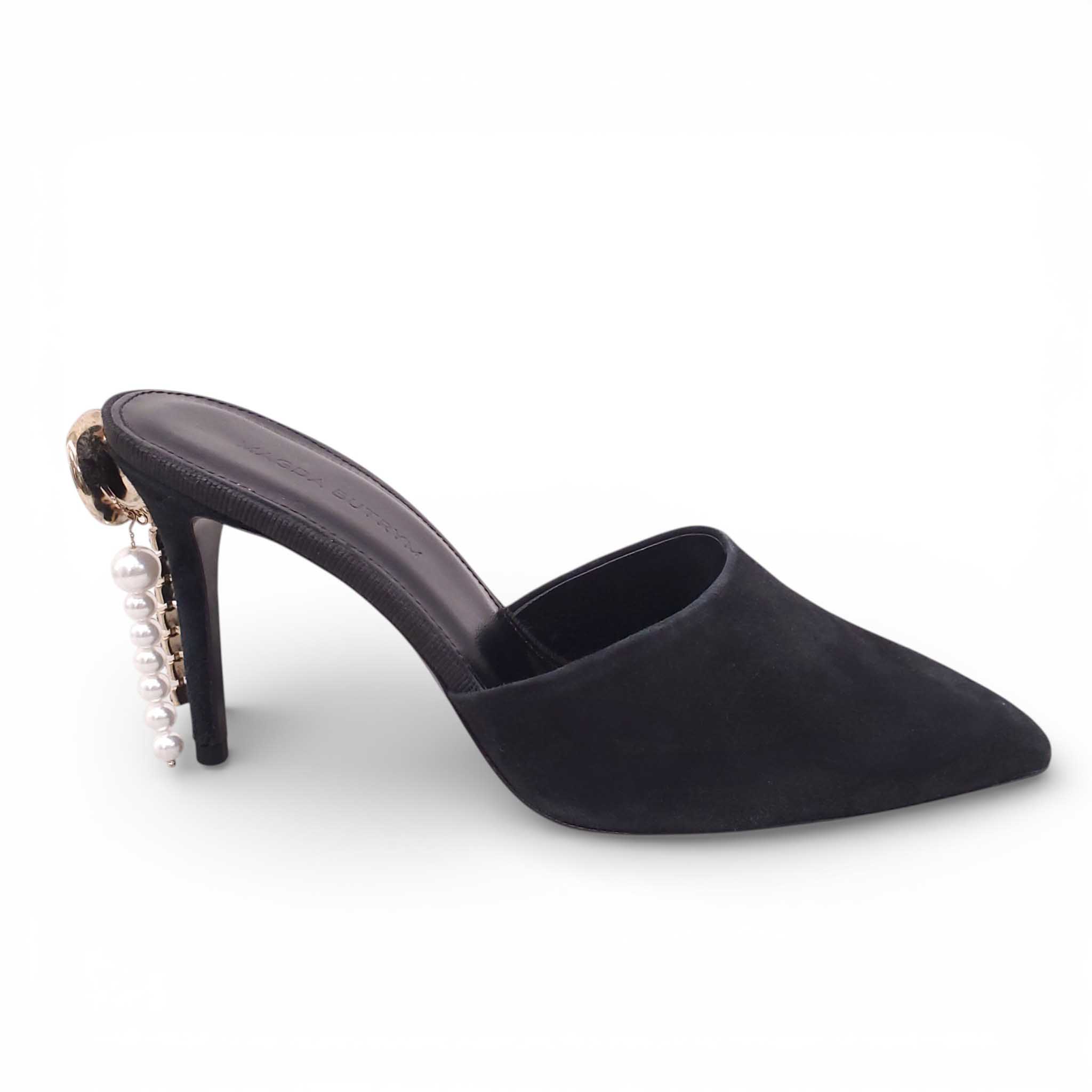 MAGDA BUTRYM SUEDE MULES WITH PEARL DETAIL - SIZE 37