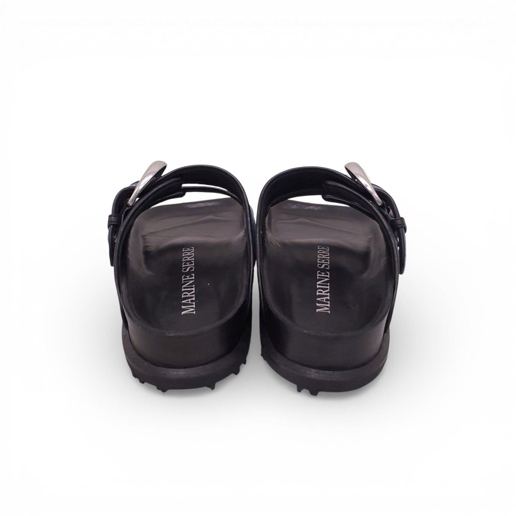 MARINE SERRE LOGO DENIM SANDALS - SIZE 37
