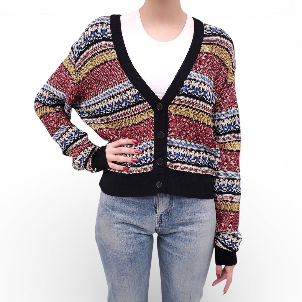 SAINT LAURENT MULTICOLOUR KNIT CARDIGAN - SIZE L