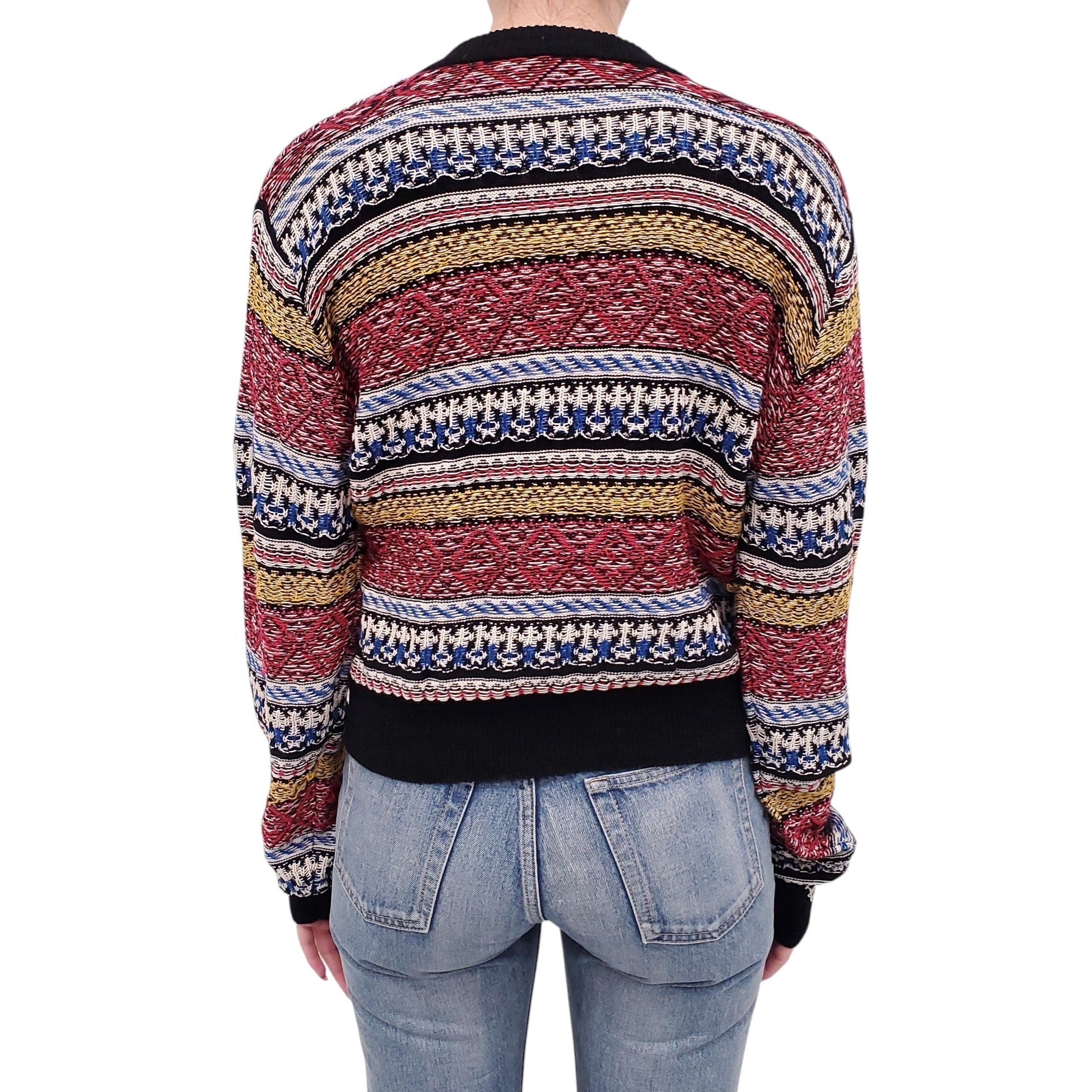SAINT LAURENT MULTICOLOUR KNIT CARDIGAN - SIZE L