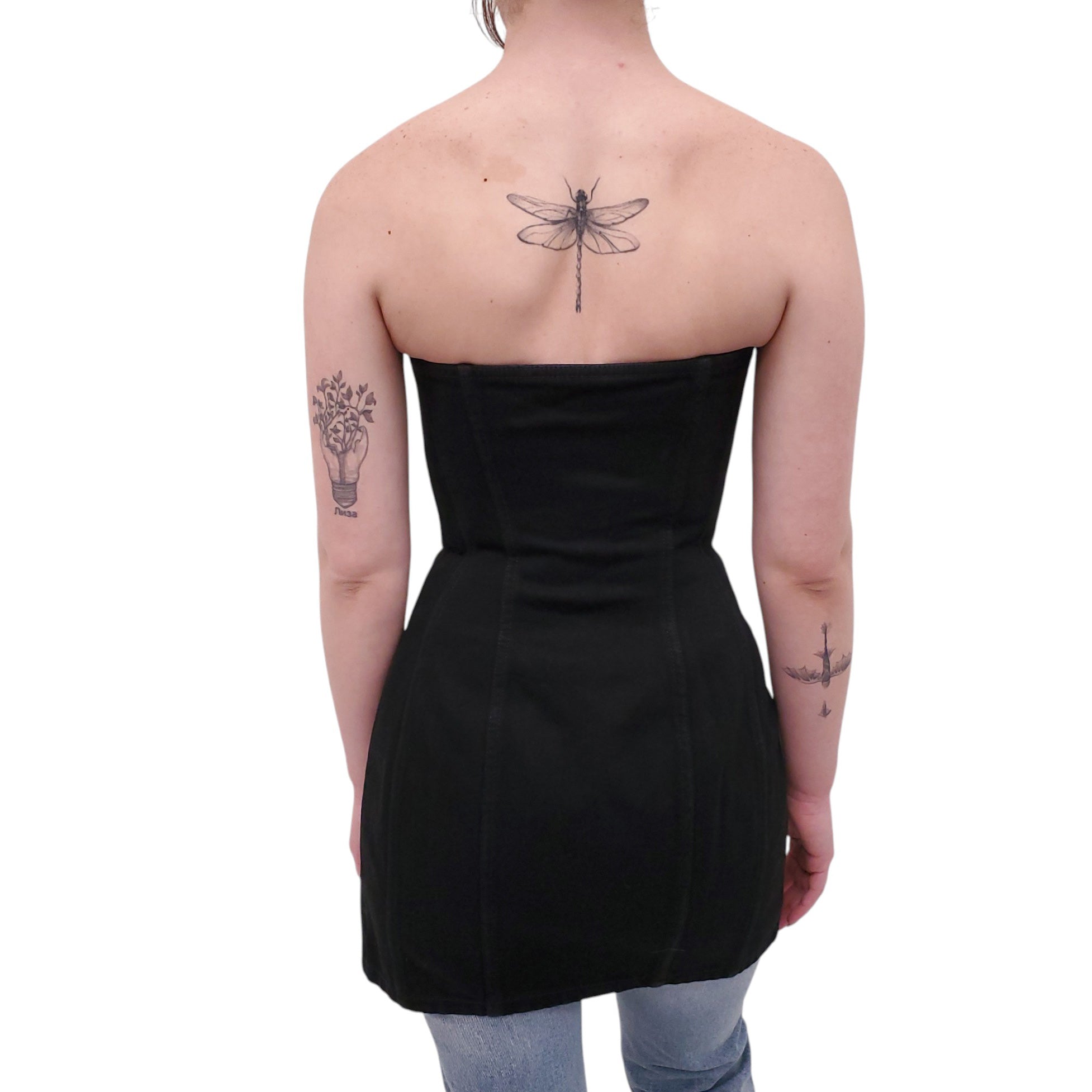 SAINT LAURENT DENIM BUSTIER TOP - SIZE 38
