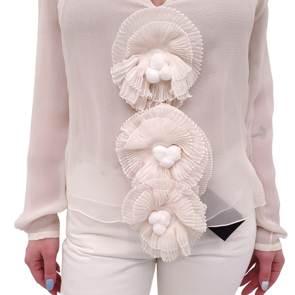 SAINT LAURENT RUNWAY SHEER SILK BLOUSE - SIZE 42