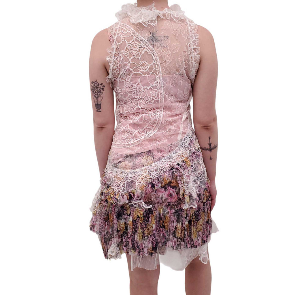 NINA RICCI FLORAL DRESS WITH LACE DETAIL - SIZE 40