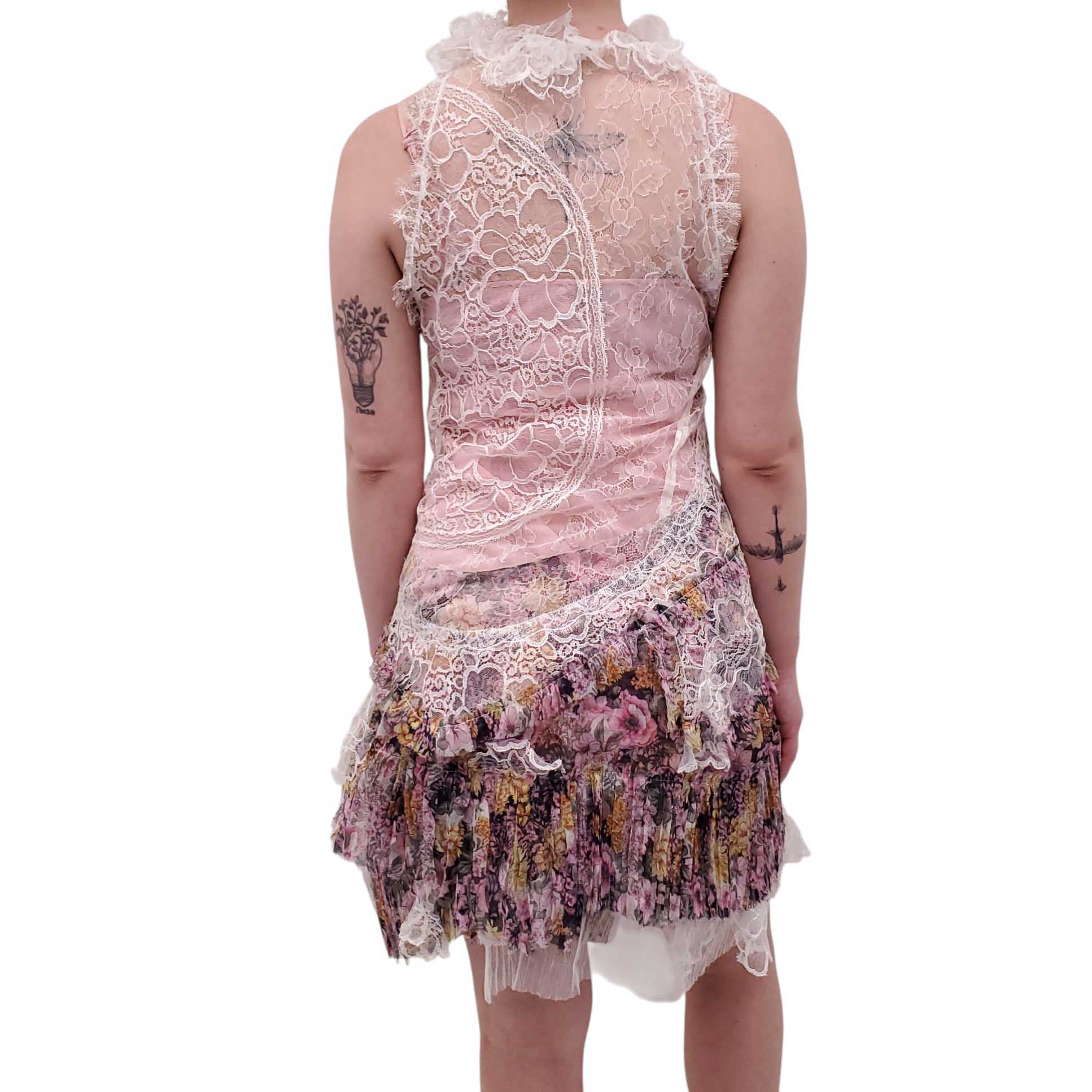 NINA RICCI FLORAL DRESS WITH LACE DETAIL - SIZE 40