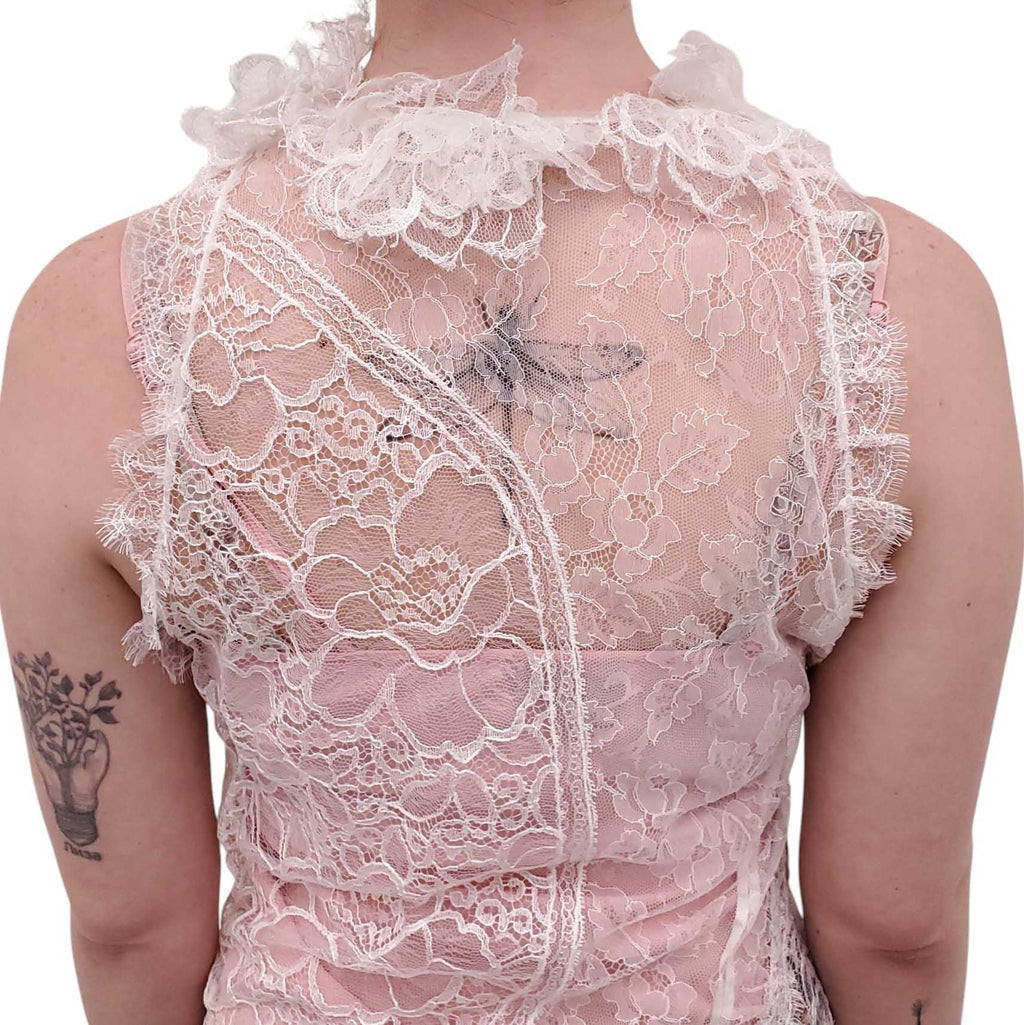 NINA RICCI FLORAL DRESS WITH LACE DETAIL - SIZE 40