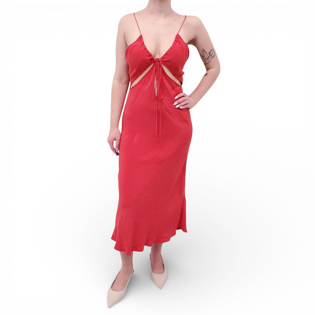 CHRISTOPHER ESBER RED SATIN DRESS - SIZE 6