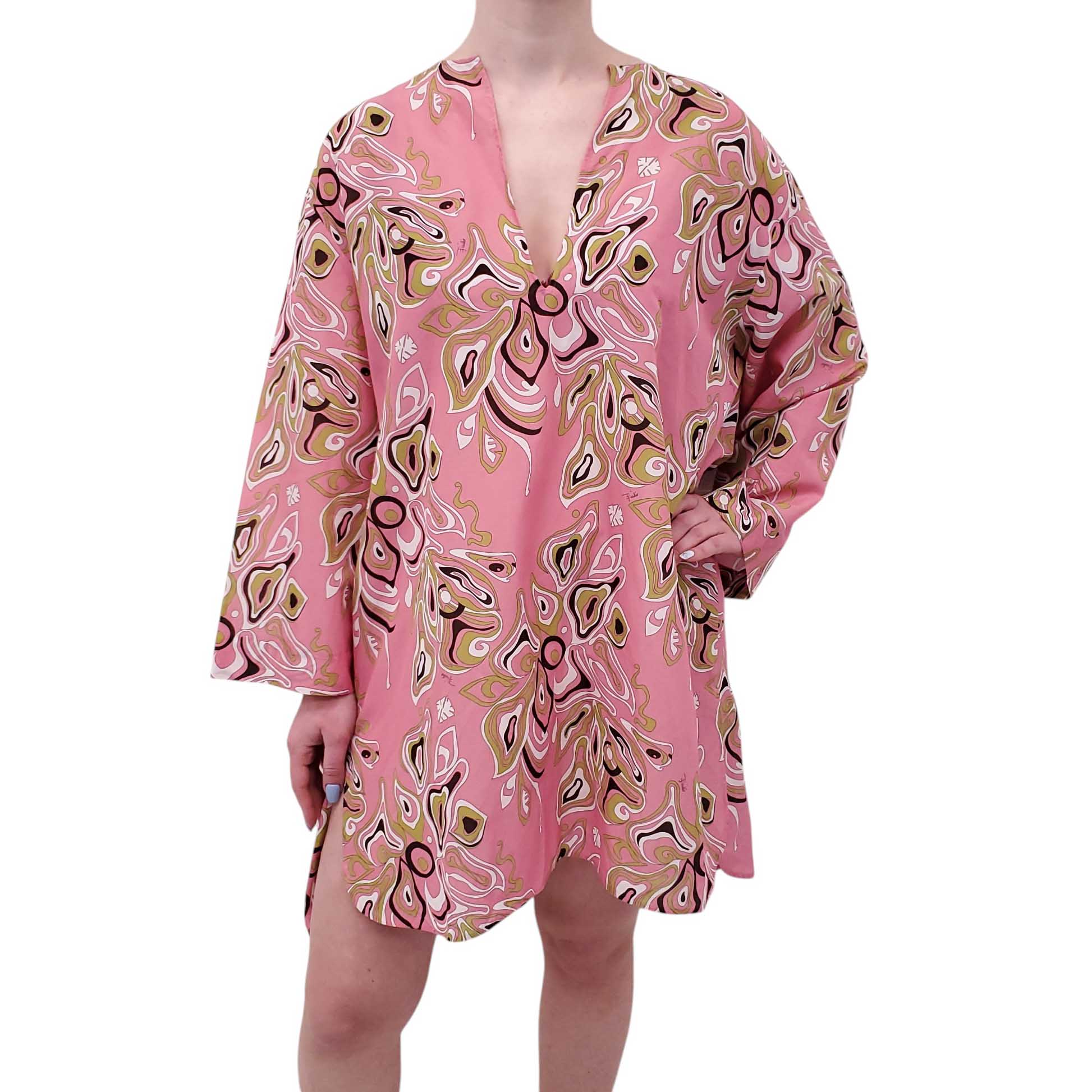 EMILIO PUCCI PINK COTTON RAYON COVER UP DRESS - SIZE 12
