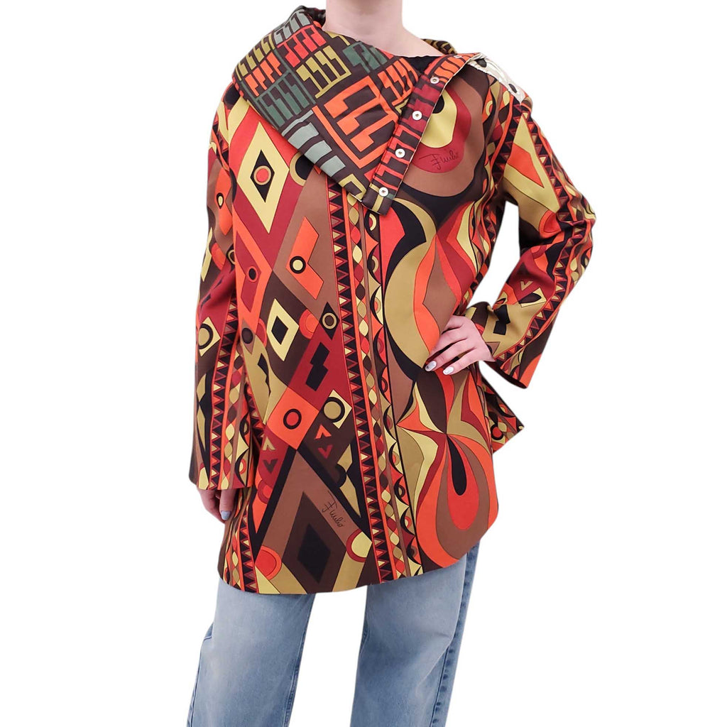 EMILIO PUCCI CREPE AND SATIN OVERCOAT DRESS - SIZE 38 (OVERSIZED)