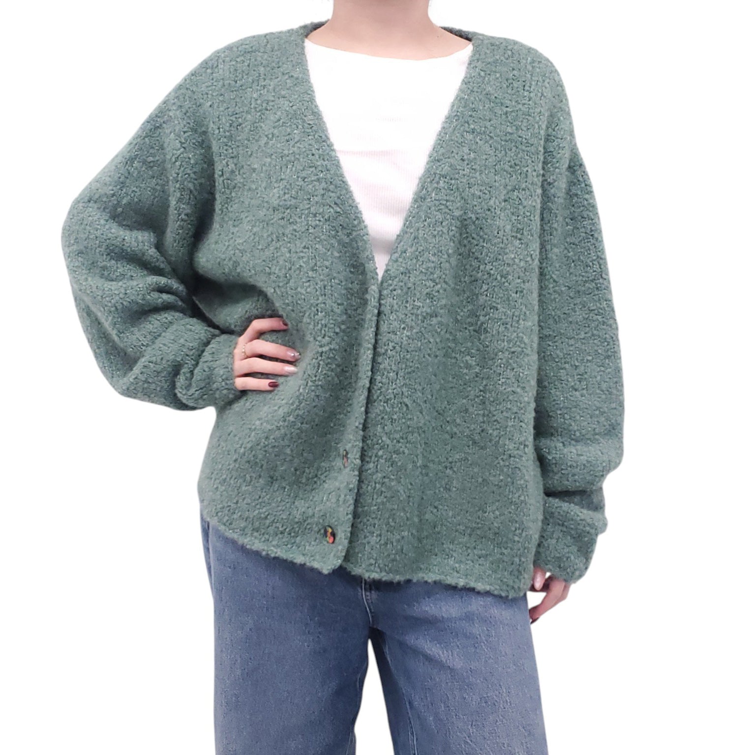 THE ELDER STATESMAN GREEN OVERSIZED CASHMERE BLEND CARDIGAN - SIZE S (OVERSIZED)