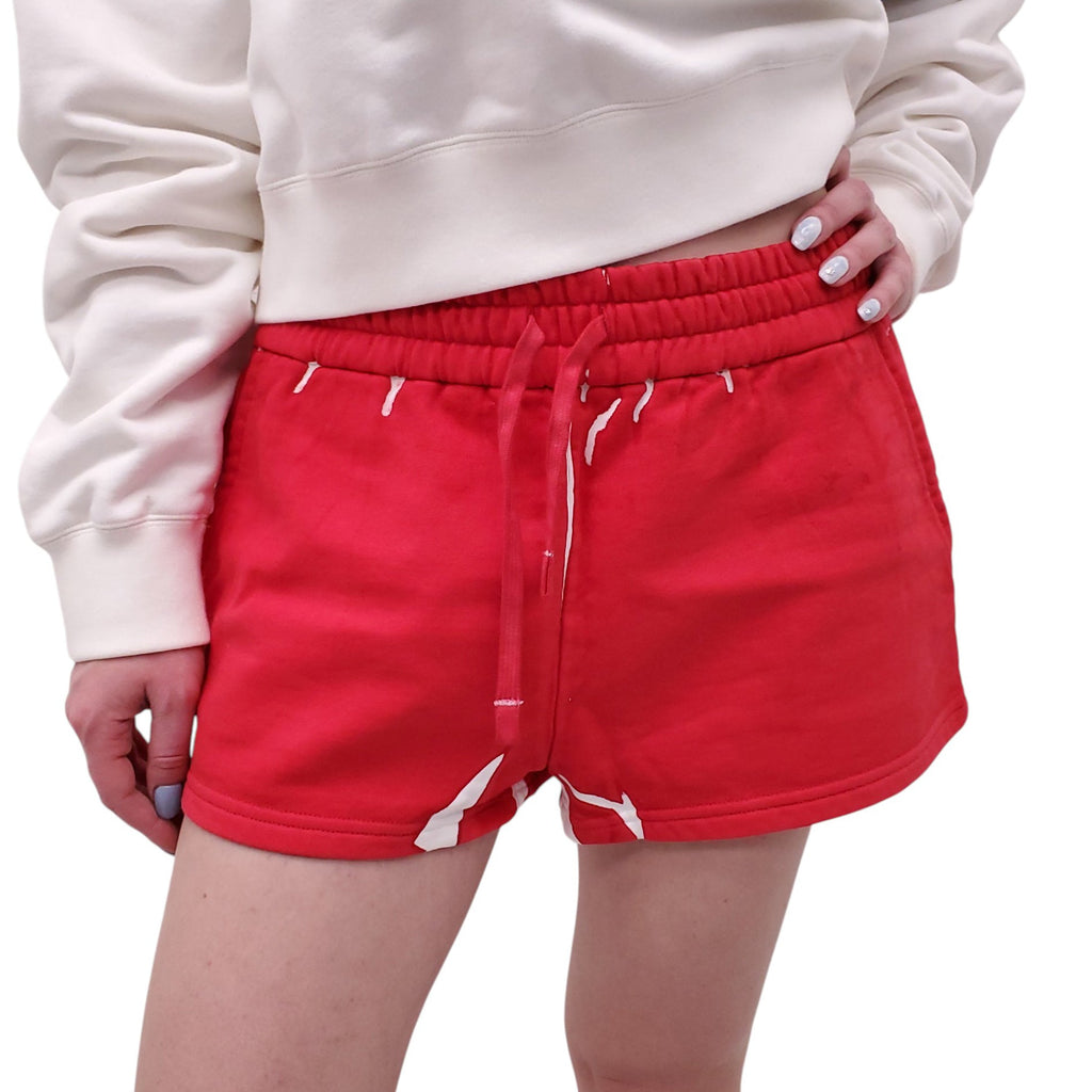 MIU MIU RED COTTON LOGO SHORTS - SIZE 42