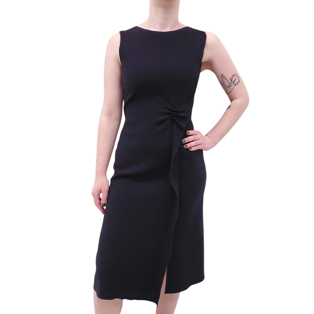 BOTTEGA VENETA NAVY RUFFLE DRESS - SIZE 40