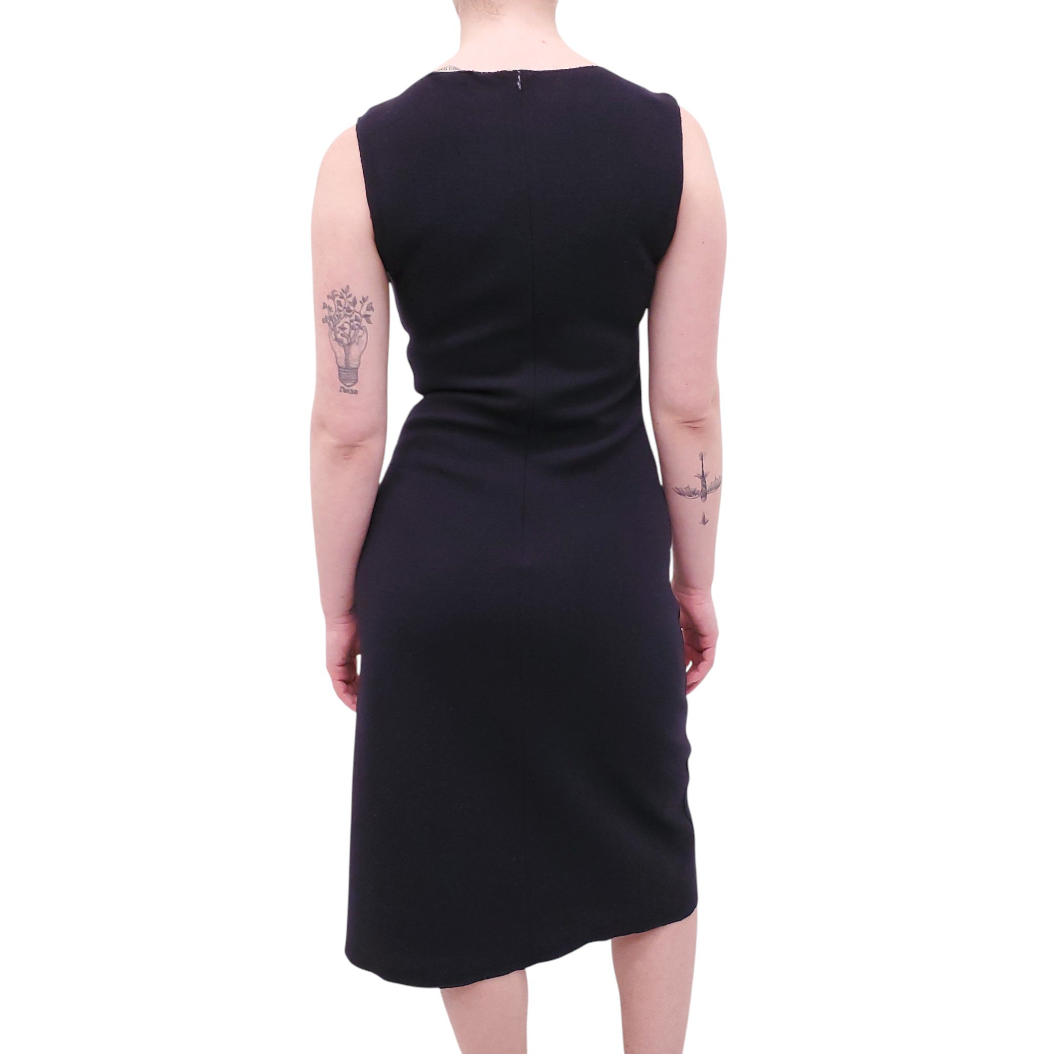 BOTTEGA VENETA NAVY RUFFLE DRESS - SIZE 40