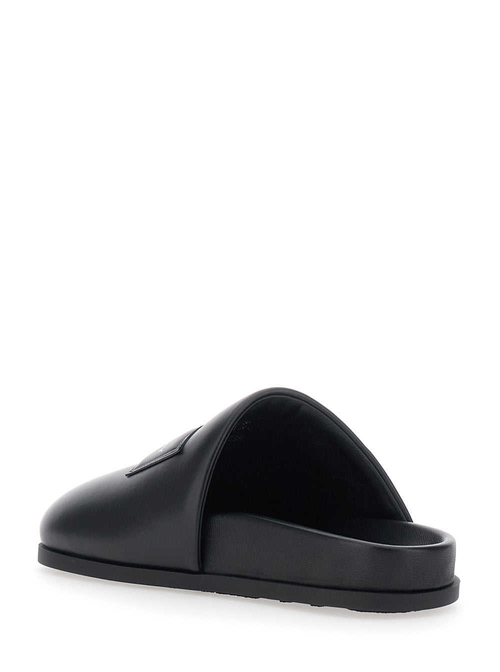 Givenchy Women Black Mules With Asymmetrical Design And Padded Leather Logo Women