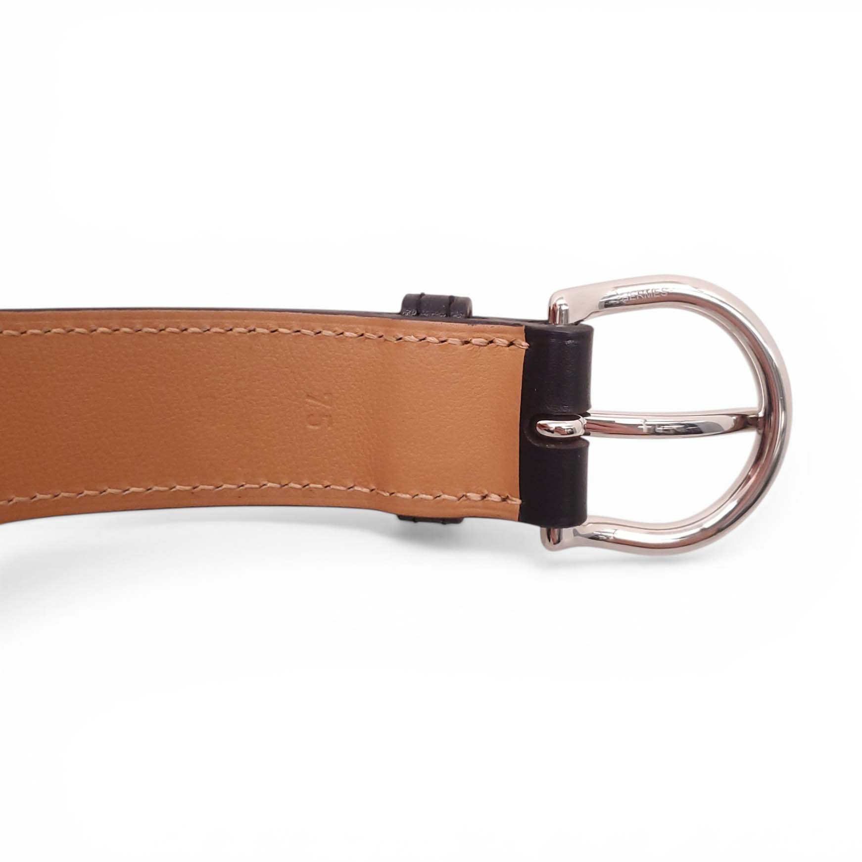 HERMÈS CHAIN DE’ANCRE BLACK LEATHER BELT - SIZE 75