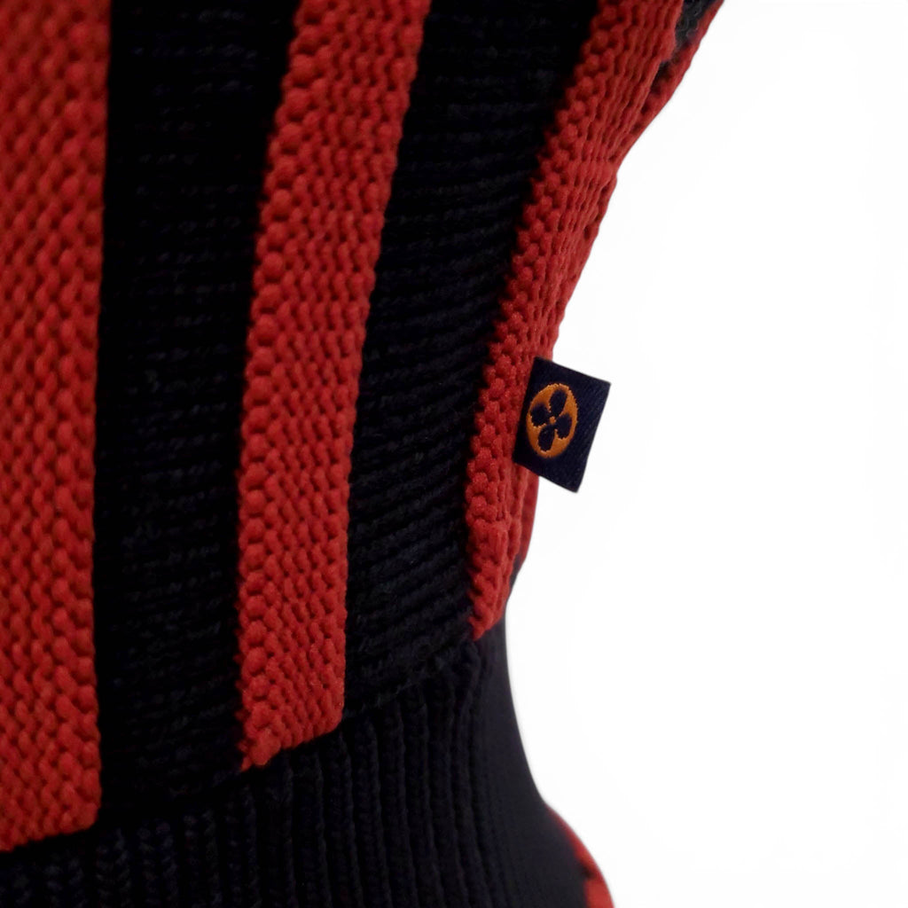 LOUIS VUITTON BLACK AND RED STRIPED KNIT DRESS - SIZE XS