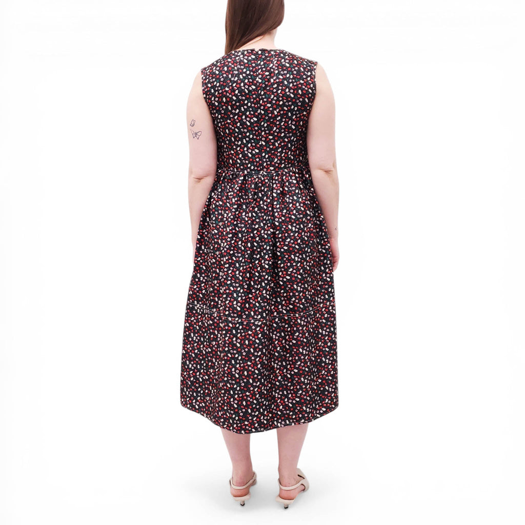 MARNI BLACK FLORAL SILK BABYDOLL DRESS - SIZE 38