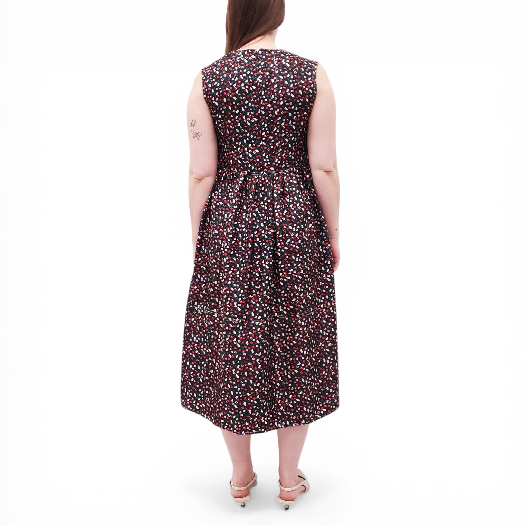 MARNI BLACK FLORAL SILK BABYDOLL DRESS - SIZE 38