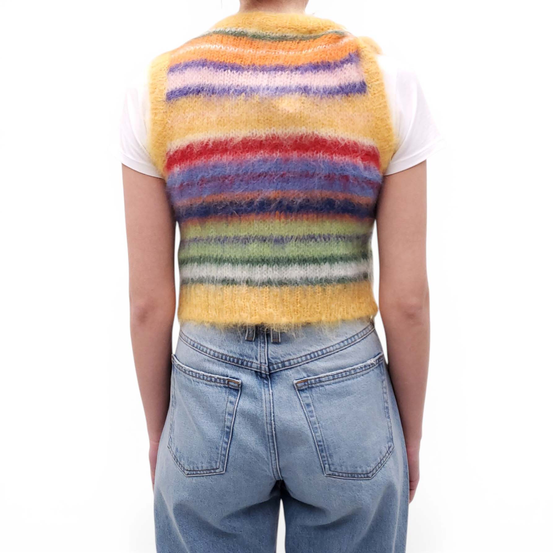MARNI MOHAIR COLOURFUL STRIPED VEST - SIZE 38